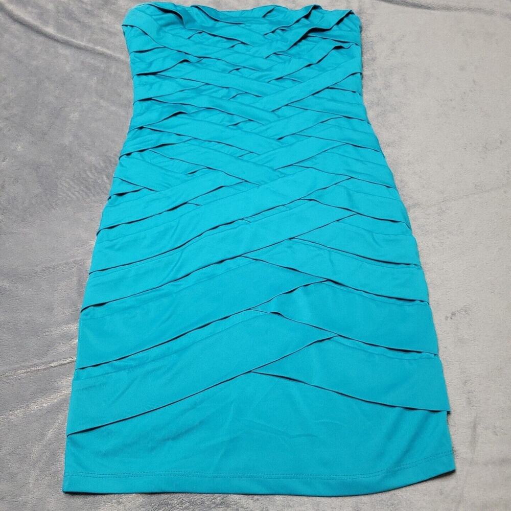 Nikibiko Dress Womens Small Blue Layered Mini Wrap‎ Me Up Bodycon Sleeveless Top